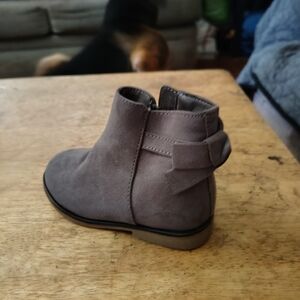 Gray Suede Ankle Booties with Bow